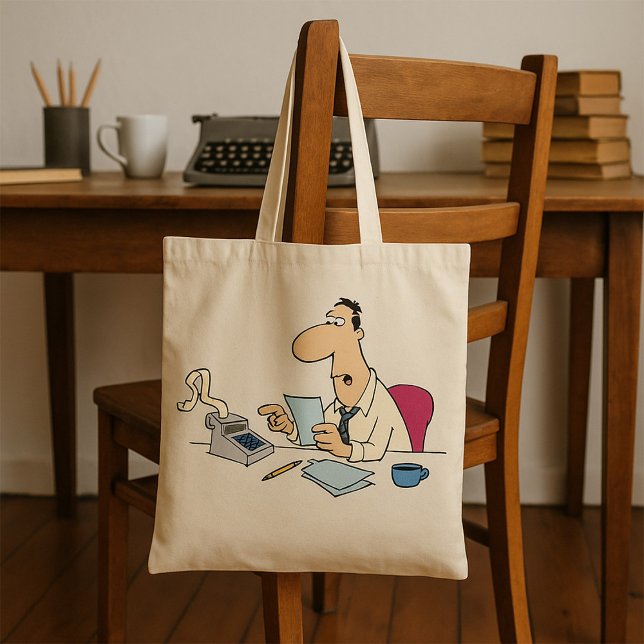 Tote Bag Funny Cartoon Comptable Bureau Humour (Créateur téléchargé)