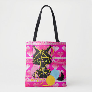 Tote Bag Funny Cat Tricot Projets