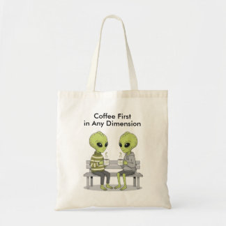 Tote Bag Funny Coffee and Aliens