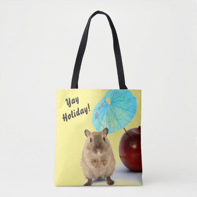 Tote Bag Funny Cute Gerbil Summer Holiday Yellow (Devant)