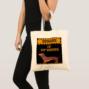 Tote Bag Funny Dachshund Amoureux des chiens Méfiez-vous de