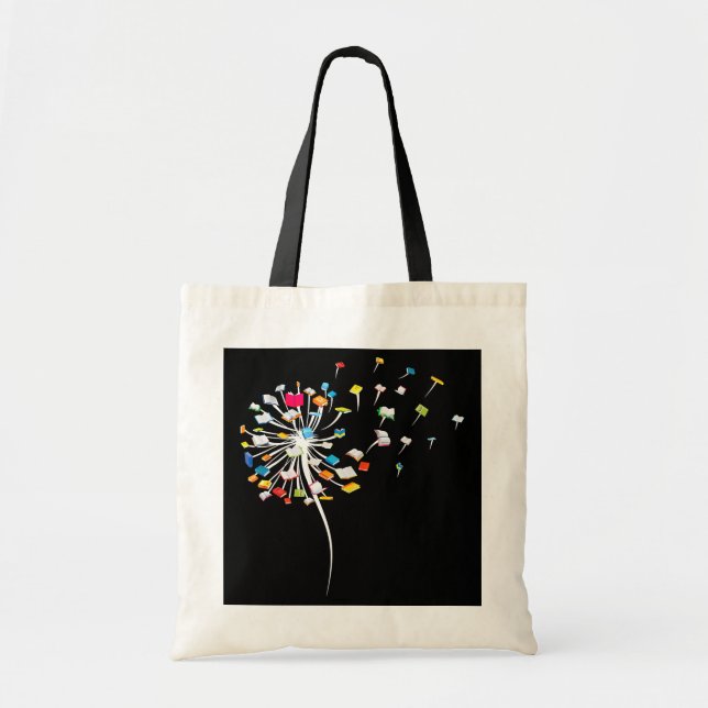 Tote Bag Funny Dandelion Livres Cadeau Pour Lecture Lover (Devant)