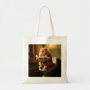 Tote Bag Funny Fat Cat Lecture journal sur Toilet