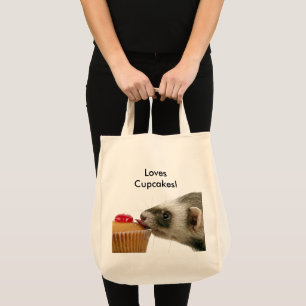 Tote Bag Funny Ferret Love Cupcakes Photo