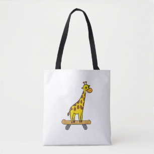 Tote Bag Funny Giraffe Lover Giraffe Skateboard