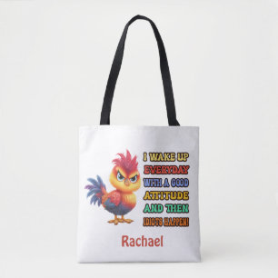 Tote Bag Funny "Idiots Happen" Angry Rooster Personnalisé