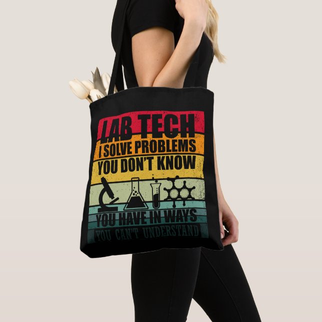Tote Bag Funny lab tech cite laboratoire technicien humour (De près)
