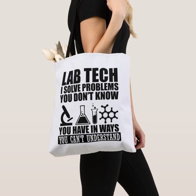 Tote Bag Funny lab tech cite laboratoire technicien humour (De près)