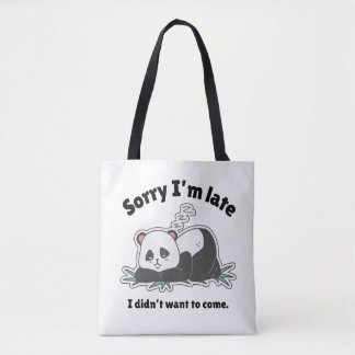 Tote Bag Funny Lazy Panda Design