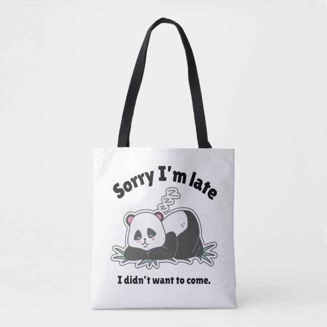 Tote Bag Funny Lazy Panda Design (Devant)