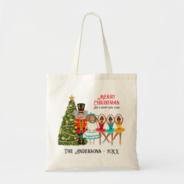 Tote Bag Funny Nutcracker Famille de cinq | Trois filles (Devant)
