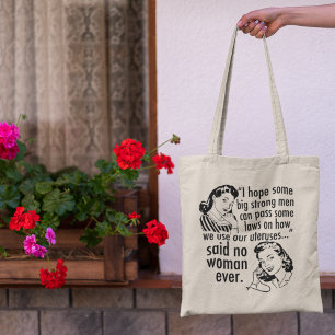 Tote Bag Funny Pro Choice Feminist Political Cartoon Custom