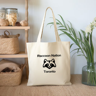 Tote Bag Funny Raccoon Nation Toronto Light Monotone