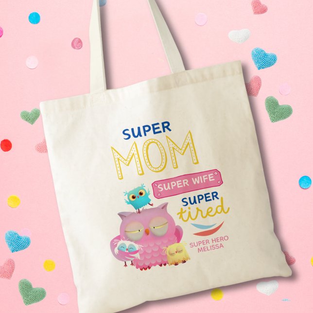 Tote Bag Funny Super Maman, Femme, Fête des Mères Super Fat (Créateur téléchargé)