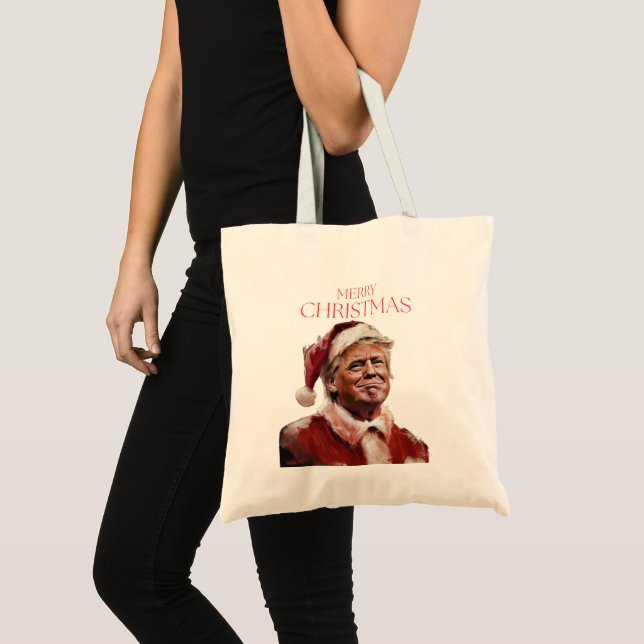 Tote Bag Funny Trump Santa Claus Carte de Noël (Devant (produit))