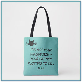 Tote Bag Funny Turquoise Blue Cat Meme Fourre-tout