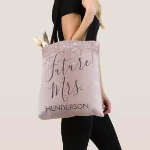 Tote Bag Futur Mme Rose Gold Blush Pink Sparkle Parties sci