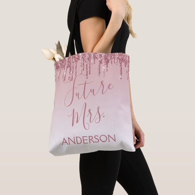 Tote Bag Futur Mme Rose Gold Blush Pink Sparkle Parties sci (De près)