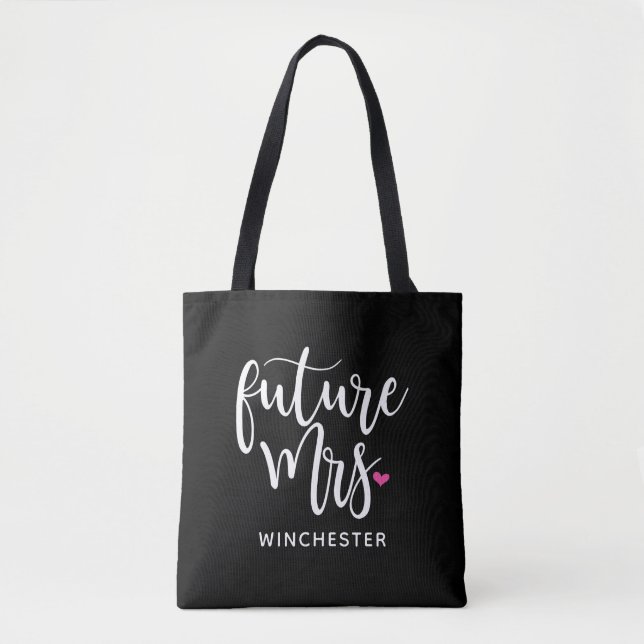 Tote Bag Futur Mme (Votre Nom) Script blanc (Devant)