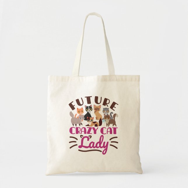 Tote Bag Future Crazy Cat Lady (Devant)