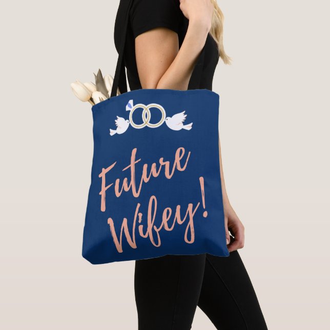 Tote Bag Future femme Love Birds en bleu profond  (De près)