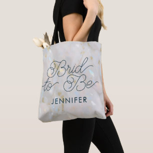 Tote Bag Future mariée élégant opale marbre pierre précieus