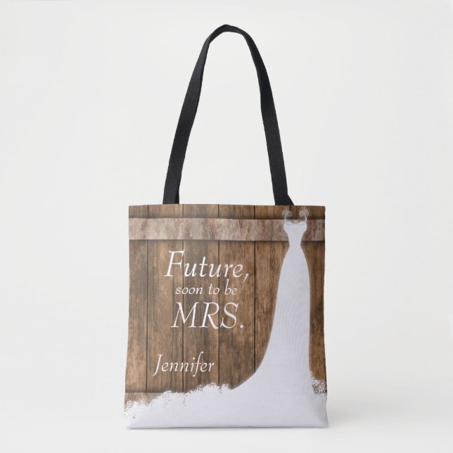 Tote Bag Future Mme In Rustic Wood Style (Devant)