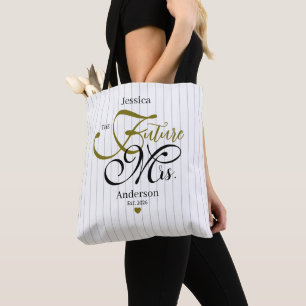 Tote Bag Future Mme Typographie Élégante Rayures Modernes