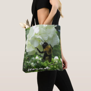 Tote Bag Gaffez l'abeille sur Snowball buisson et votre nom
