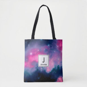 Tote Bag Galaxie rose & bleu Nebula & étoiles Abstrait