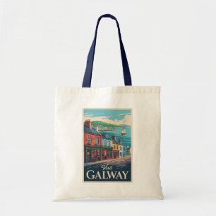 Tote Bag Galway Irlande Illustration Voyage Art Vintage