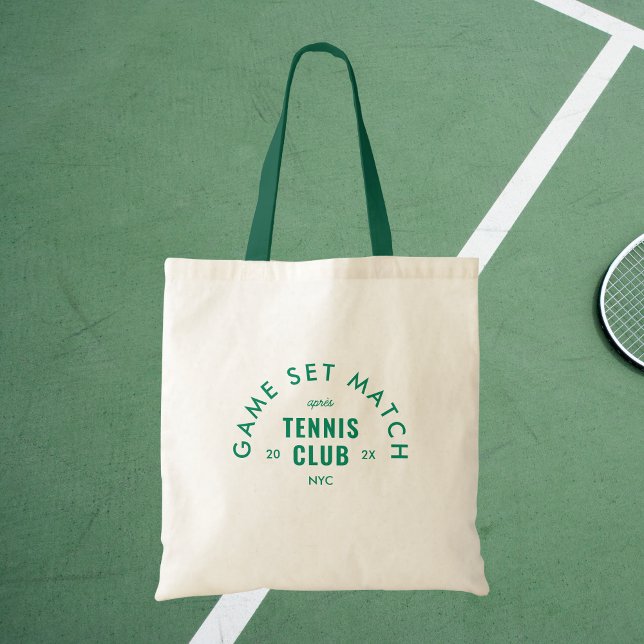 Tote Bag Game Set Match Après Tennis Club Green Handle (Créateur téléchargé)
