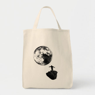 Tote Bag Garçon et la lune - noir