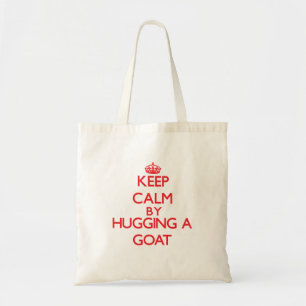 Tote Bag Gardez le calme en étreignant une chèvre