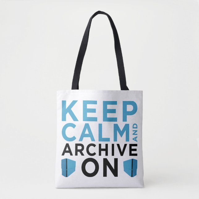 Tote Bag Gardez le calme et archivez (note USA) (Devant)