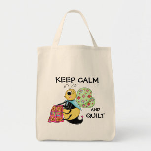 Tote Bag Gardez le calme et l'art fantaisie d'abeille de