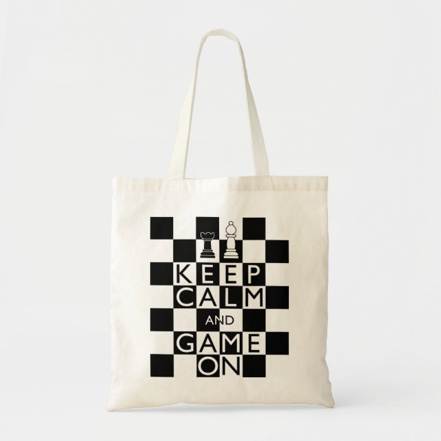Tote Bag GARDEZ LE CALME ET LE JEU SUR - Échecs (Devant)