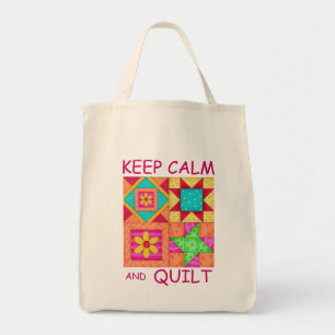 Tote Bag Gardez le calme et les blocs colorés de patchwork