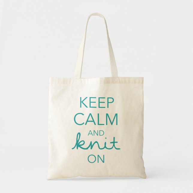 Tote Bag Gardez le calme et tricotez dessus (Devant)