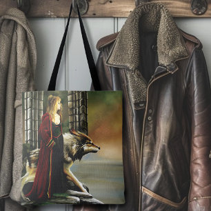 Tote Bag Gardienne Loup Sorcière Mystique Portail de Pierre