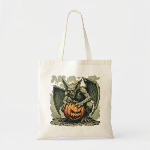 Tote Bag Gargouille et citrouille d'Halloween sur un
