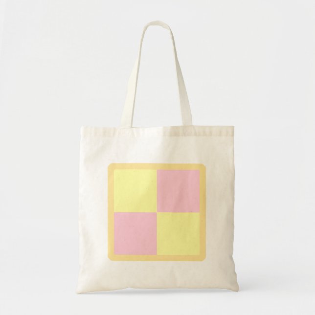 Tote Bag Gâteau de Battenburg. Rose et jaune (Devant)