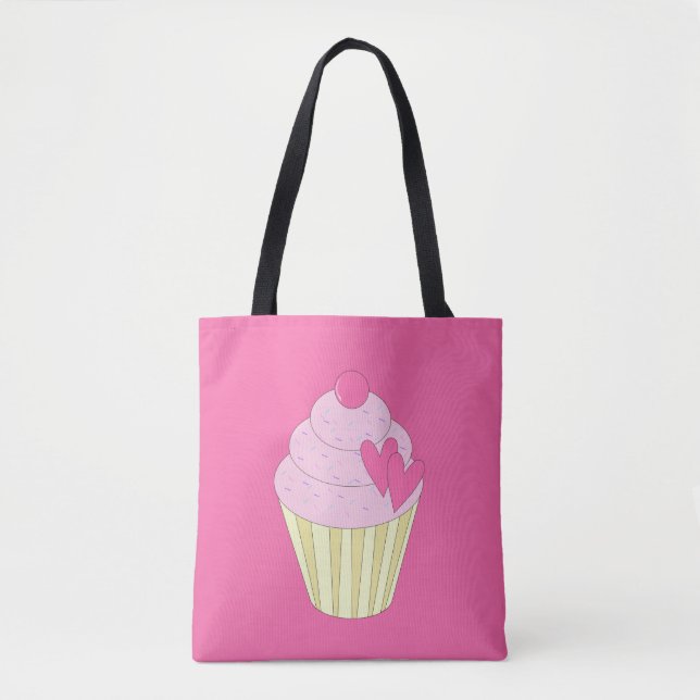 Tote Bag Gâteau illusion fraise Cupcake (Devant)