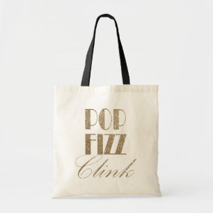 Tote Bag Gatsby party Gold et Black Pop Fizz Clink