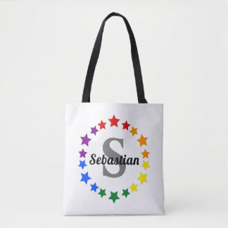 Tote Bag Gay pride LGBT contemporain Stars Monogramme & Nom