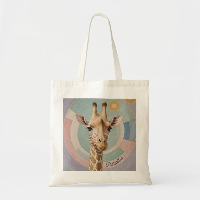 Tote Bag Géant doux : Pastel Giraffe (Devant)