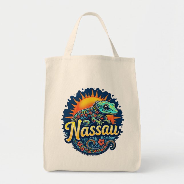 Tote Bag Gecko Nassau Bahamas Caraïbes (Devant)