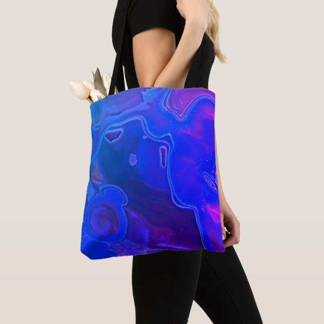 Tote Bag Gemstone Photo Bright Blue Neon Abstrait Gem (De près)