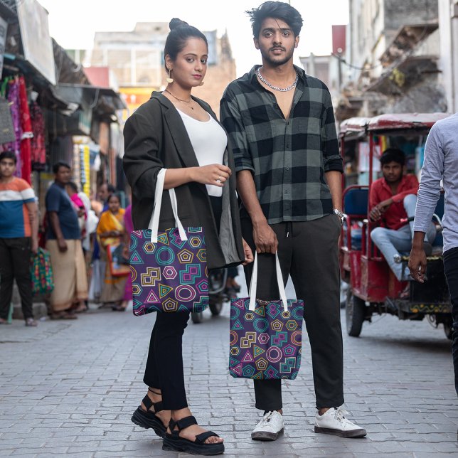 Tote Bag géo linears coloré (Créateur téléchargé)