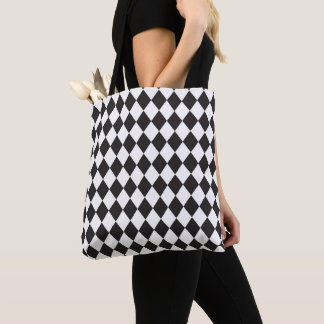 Tote Bag Geometric Black and White Diamond Halloween